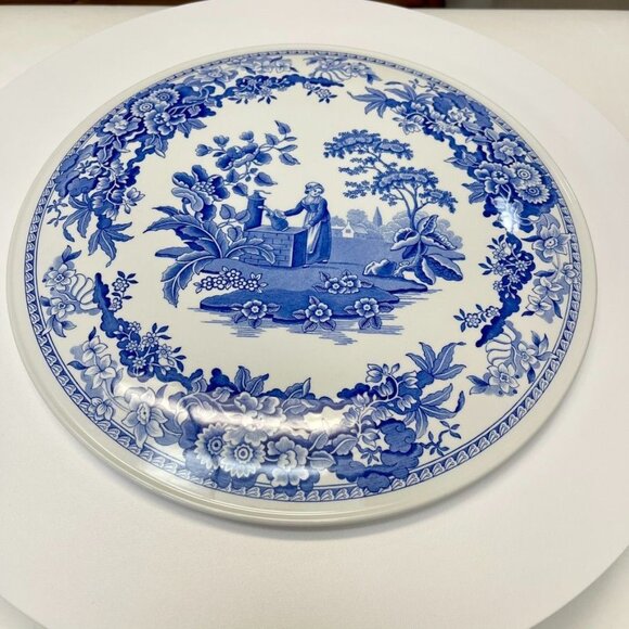 Spode Blue Room Girl at Well Plate Charger 11.5” Blue White Made in England - Picture 3 of 4
